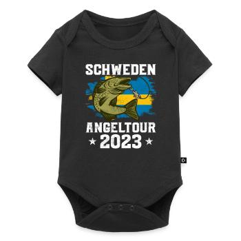 Schweden Angeltour 2023 Hechtangeln - Baby Premium Kurzarmbody - Schwarz - Vorne