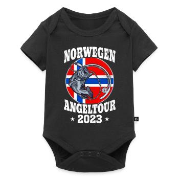 Norwegen Angeltour 2023 Angeln in Norwegen - Baby Premium Kurzarmbody - Schwarz - Vorne