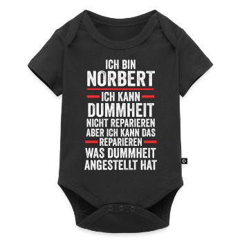 Norbert - Baby Premium Kurzarmbody - Schwarz - Vorne