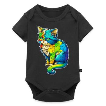 Soutien sensibilisation à l'autisme chat coloré - Body à manches courtes Premium Bébé - noir - Devant