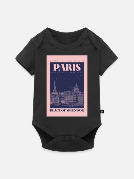 Paris - Baby Premium Kurzarmbody - Schwarz