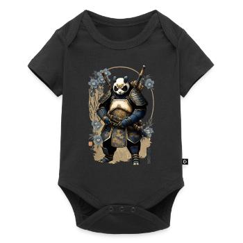 Panda in samurai armor in ukiyo-e style - Baby Premium short-sleeve bodysuit - black - Front