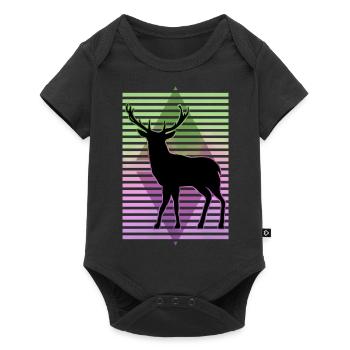 Hirsch - Baby Premium Kurzarmbody - Schwarz - Vorne