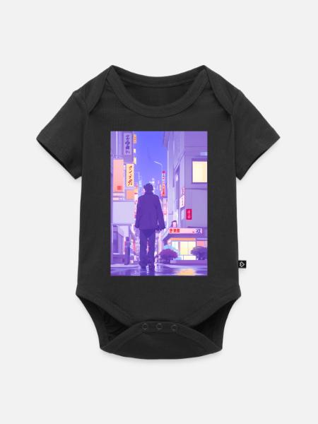 Tokio-Landschaft - Baby Premium Kurzarmbody - Schwarz