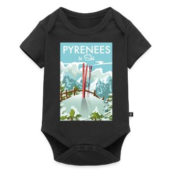 Pyrénées Pour Ski beau dessin animé rétro ou vintage - Body à manches courtes Premium Bébé - noir - Devant