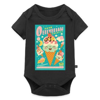 Eiscreme-Stil - Baby Premium Kurzarmbody - Schwarz - Vorne