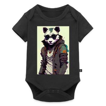 Panda inkpunk avec lunettes de soleil 2 - Body à manches courtes Premium Bébé - noir - Devant