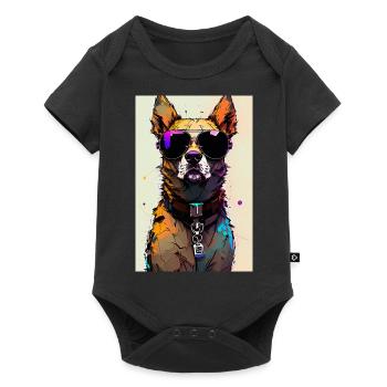 Inkpunk dog with sunglasses 2 - Baby Premium short-sleeve bodysuit - black - Front