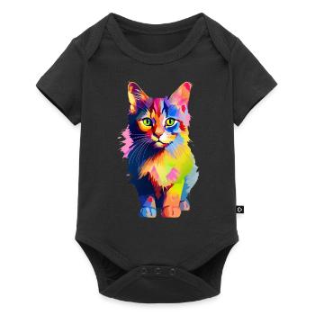 Animal colorful cat - Baby Premium short-sleeve bodysuit - black - Front
