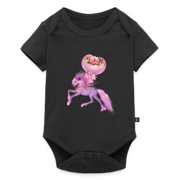 Wunderschönes Fantasy-Fohlen mit Herzen. - Baby Premium Kurzarmbody - Schwarz - Vorne