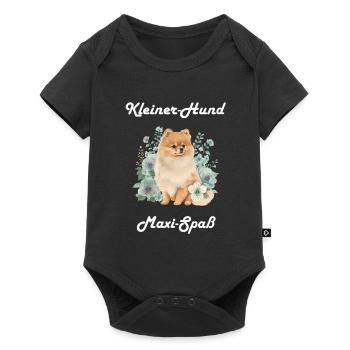 Zwergspitz Kleiner Hund Maximaler Spaß - Baby Premium Kurzarmbody - Schwarz - Vorne
