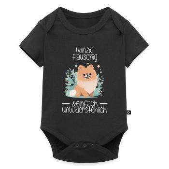 Zwergspitz: Winzig Flauschig und Unwiderstehlich - Baby Premium Kurzarmbody - Schwarz - Vorne