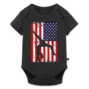 Turnen Gymnsatik US Flagge Turntrainer Sportverein - Baby Premium Kurzarmbody - Schwarz - Vorne