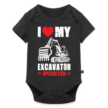 I Love Excavator Operator - Baby Premium short-sleeve bodysuit - black - Front