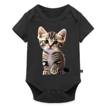 Cute young cat waiting for cuddles - Baby Premium short-sleeve bodysuit - black - Front