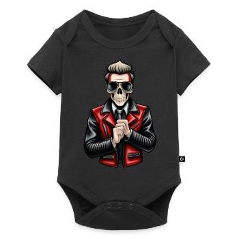 Biker cartoon skeleton - Baby Premium short-sleeve bodysuit - black - Front