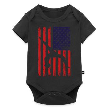 Turnen Gymnsatik US Flagge Turntrainer Geschenk T - Baby Premium Kurzarmbody - Schwarz - Vorne