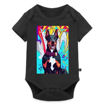 Modern print with Doberman, colorful background - Baby Premium short-sleeve bodysuit - black - Front