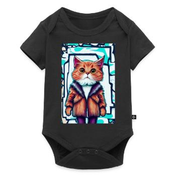 Chat mignon en manteau de fourrure | Pop Art Graffiti - Body à manches courtes Premium Bébé - noir - Devant