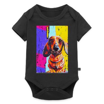 Modern Pop Art Print | Dachshund with Graffiti Colorful - Baby Premium short-sleeve bodysuit - black - Front