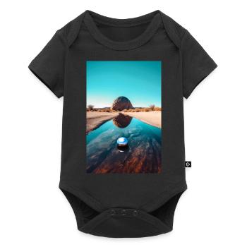 Rund - Baby Premium Kurzarmbody - Schwarz - Vorne