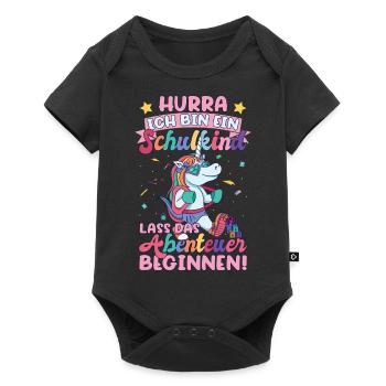 Ich bin ein Schulkind Einhorn - Baby Premium Kurzarmbody - Schwarz - Vorne