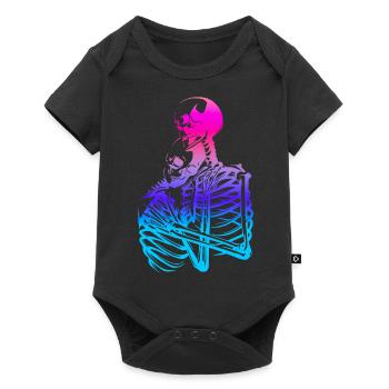 skull skeleton death halloween horror black dead - Baby Premium short-sleeve bodysuit - black - Front
