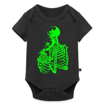 skull skeleton death halloween horror black dead - Baby Premium short-sleeve bodysuit - black - Front