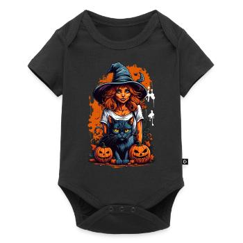 Halloween Witch Black Cat - Baby Premium short-sleeve bodysuit - black - Front