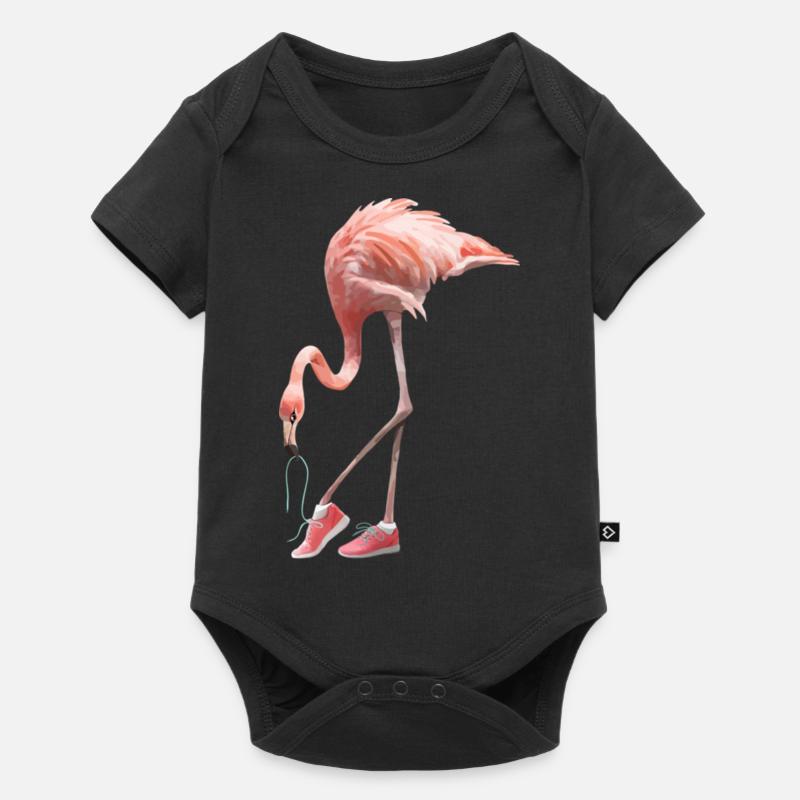 Flamingo und rosa Schuhe - Baby Premium Kurzarmbody - Schwarz