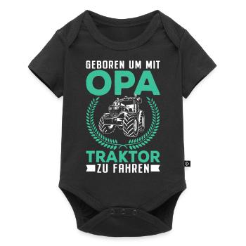 Opa Traktorfahrer Landwirt Bauernhof Kind - Baby Premium Kurzarmbody - Schwarz - Vorne