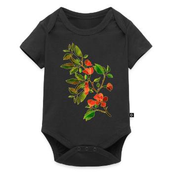 Blumen - Baby Premium Kurzarmbody - Schwarz - Vorne