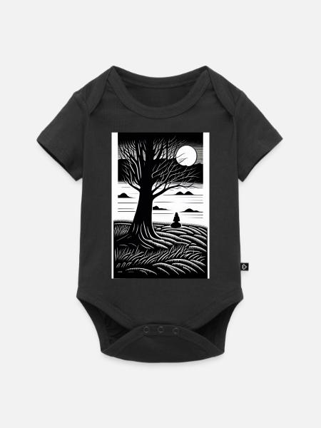 Schwarz Weiß Vollmond - Baby Premium Kurzarmbody - Schwarz