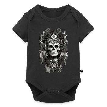 Floral Skull full - Baby Premium Kurzarmbody - Schwarz - Vorne
