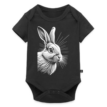 Houblon doux : Le lapin au blanc délicat - Body à manches courtes Premium Bébé - noir - Devant