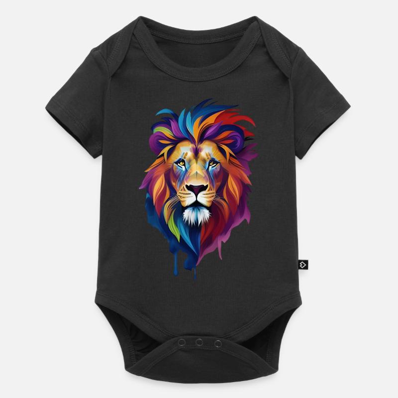 bunter Löwe - Baby Premium Kurzarmbody - Schwarz
