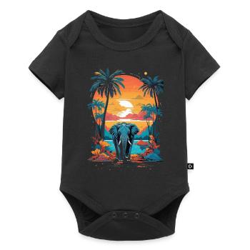 Urban Jungle Majesty: éléphant coloré - Body à manches courtes Premium Bébé - noir - Devant