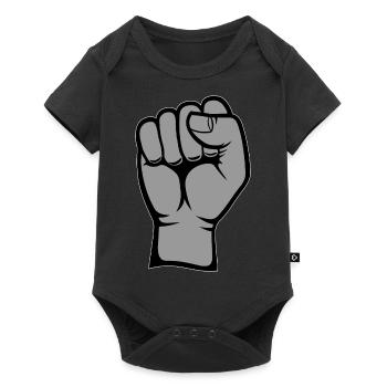 Faust Hand Symbol grau PNG - Baby Premium Kurzarmbody - Schwarz - Vorne