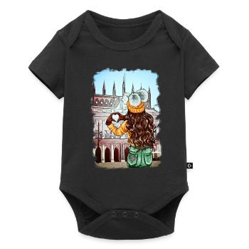 Frau Rathaus Rostock Illustration - Baby Premium Kurzarmbody - Schwarz - Vorne