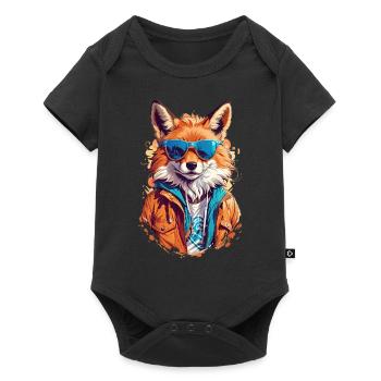 Cool Red Fox in Sunglasses - Baby Premium short-sleeve bodysuit - black - Front