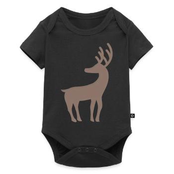 Rentier Weihnachten Christmas Geschenk - Baby Premium Kurzarmbody - Schwarz - Vorne