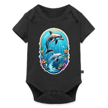 dauphin et ocean - Body à manches courtes Premium Bébé - noir - Devant