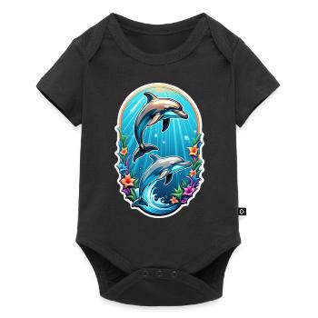 dauphin et ocean - Body à manches courtes Premium Bébé - noir - Devant