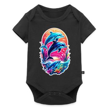 dauphin et ocean - Body à manches courtes Premium Bébé - noir - Devant