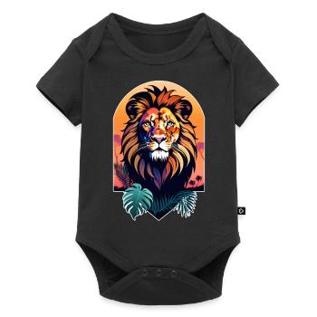 Lion, Lion Cub and Jungle - Baby Premium short-sleeve bodysuit - black - Front