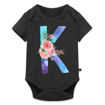 Lettre K watercolor - Body à manches courtes Premium Bébé - noir - Devant