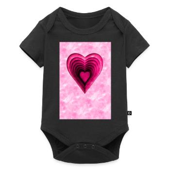 Rosa Herz - Baby Premium Kurzarmbody - Schwarz - Vorne