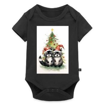 Ratons laveurs de Noël - Body à manches courtes Premium Bébé - noir - Devant