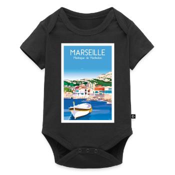 MARSEILLE MADRAGUE DE MONTREDON - Baby Premium Kurzarmbody - Schwarz - Vorne