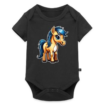Mignon petit cheval - Body à manches courtes Premium Bébé - noir - Devant